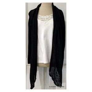 BUNDLE TanJay Black Tunic Sweater Asymmetrical Hem Women PS White Lace Tank Top